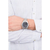 Emporio Armani Valente Chronograph Quartz Black Dial Silver Steel Strap Watch For Men - AR11083