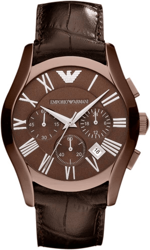Emporio Armani Valente Classic Brown Dial Brown Leather Strap Watch For Men - AR1609