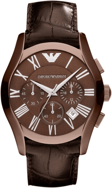 Emporio Armani Valente Classic Brown Dial Brown Leather Strap Watch For Men - AR1609