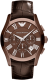 Emporio Armani Valente Classic Brown Dial Brown Leather Strap Watch For Men - AR1609