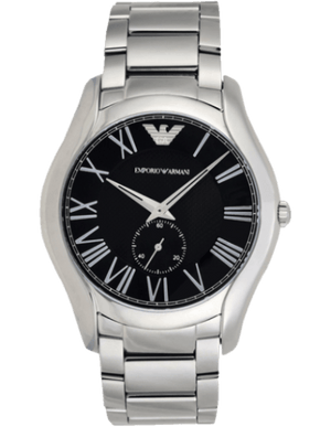 Emporio Armani Valente Quartz Black Dial Silver Steel Strap Watch For Men - AR11086