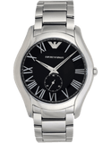 Emporio Armani Valente Quartz Black Dial Silver Steel Strap Watch For Men - AR11086