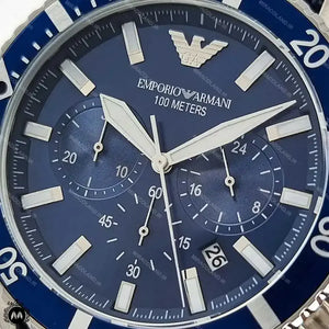 Emporio Armani World Explorer Chronograph Blue Dial Blue Nylon Strap Watch for Men - AR11588