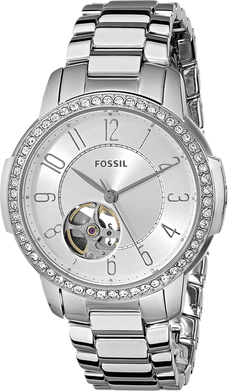 Fossil Architect Automatic Silver Dial Silver Steel Strap Watch for Women - ME3057