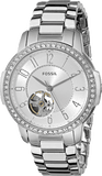 Fossil Architect Automatic Silver Dial Silver Steel Strap Watch for Women - ME3057