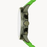 Fossil Bannon Chronograph Grey Dial Green Silicone Strap Watch for Men - BQ2501