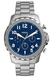 Fossil Bowman Chronograph Blue Dial Silver Steel Strap Watch for Men - FS5604