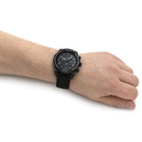 Fossil Bronson Chronograph Black Dial Black Leather Strap Watch for Men - FS5874