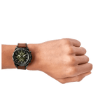 Fossil Bronson Chronograph Black Dial Brown Leather Strap Watch for Men - FS5856