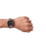 Fossil Bronson Chronograph Black Dial Grey Steel Strap Watch for Men - FS5852