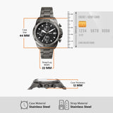 Fossil Bronson Chronograph Black Dial Grey Steel Strap Watch for Men - FS5852
