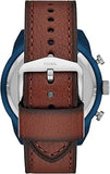 Fossil Bronson Chronograph Luggage Blue Dial Brown Leather Strap Watch for Men - FS5829