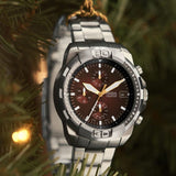 Fossil Bronson Chronograph Red Dial Silver Steel Strap Watch for Men - FS5878
