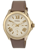 Fossil Cecile Champagne Dial Grey Leather Strap Watch for Women - AM4529