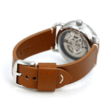 Fossil Commuter Automatic Skeleton Blue Dial Brown Leather Strap Watch for Men - ME3159