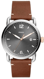 Fossil Commuter Grey Dial Brown Leather Strap Watch for Men - FS5417