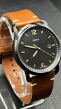 Fossil Commuter Three Hand Date Black Dial Brown Leather Strap Watch for Men - FS5276