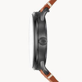 Fossil Commuter Three Hand Date Black Dial Brown Leather Strap Watch for Men - FS5276