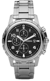 Fossil Dean Chronograph Black Dial Silver Steel Strap Watch for Men - FS4542