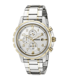 Fossil Dean Chronograph White Dial Silver Steel Strap Watch for Men - FS4795