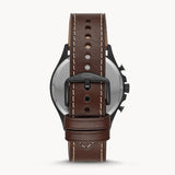 Fossil Dillinger Chronograph White Dial Brown Leather Strap Watch for Men - FS5674