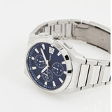 Fossil Everett Chronograph Blue Dial Silver Steel Strap Watch for Men - FS5795