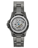 Fossil FB-01 Automatic Skeleton Black Dial Grey Steel Strap Watch for Men - ME3201