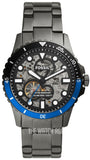 Fossil FB-01 Automatic Skeleton Black Dial Grey Steel Strap Watch for Men - ME3201