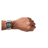 Fossil FB-01 Automatic Skeleton Black Dial Silver Steel Strap Watch for Men - ME3190