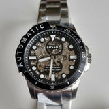 Fossil FB-01 Automatic Skeleton Black Dial Silver Steel Strap Watch for Men - ME3190