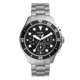 Fossil FB-03 Chronograph Black Dial Silver Steel Strap Watch for Men - FS5725