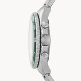 Fossil FB-03 Chronograph Green Dial Silver Steel Strap Watch for Men - FS5726