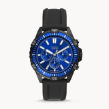 Fossil Garrett Chronograph Blue Dial Black Rubber Strap Watch for Men - FS5695