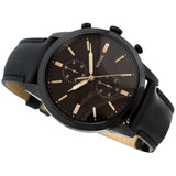 Fossil Goodwin Chronograph Black Dial Black Leather Strap Watch for Men - FS5585