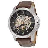 Fossil Grant Automatic Skeleton Black Dial Brown Leather Strap Watch for Men - ME3095