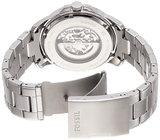 Fossil Grant Automatic Skeleton Black Dial Silver Steel Strap Watch for Men - ME3103
