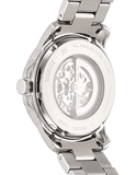 Fossil Grant Automatic Skeleton Black Dial Silver Steel Strap Watch for Men - ME3103