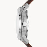 Fossil Grant Automatic White Dial Brown Leather Strap Watch for Men -  ME3027