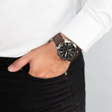 Fossil Grant Chronograph Black Dial Brown Leather Strap Watch for Men - FS4813