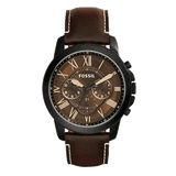 Fossil Grant Chronograph Brown Dial Brown Leather Strap Watch for Men - FS5088