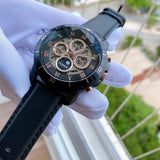 Fossil Grant Sport Automatic Skeleton Black Dial Black Leather Strap Watch for Men - ME3138