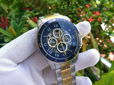 Fossil Grant Sport Automatic Skeleton Blue Dial Two Tone Steel Strap Watch for Men - ME3141