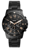 Fossil Grant Sport Chronograph Black Dial Black Steel Strap Watch for Men - FS5374
