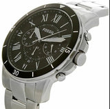 Fossil Grant Sport Chronograph Black Dial Silver Steel Strap Watch for Men - FS5236