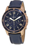 Fossil Grant Sport Chronograph Blue Dial Blue Leather Strap Watch for Men - FS5237