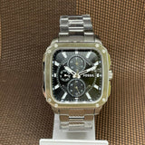 Fossil Inscription Multifunction Black Dial Silver Steel Strap Watch for Men - BQ2655
