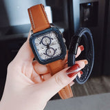 Fossil Inscription Multifunction Silver Dial Brown Leather Strap Watch for Men - BQ2658