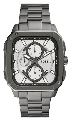 Fossil Inscription Multifunction Silver Dial Grey Steel Strap Watch for Men - BQ2657