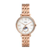 Fossil Jacqueline Analog Moonphase Mother of Pearl White Dial Rose Gold Steel Strap Watch for Women - ES5165