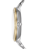 Fossil Jacqueline Analog Moonphase Mother of Pearl White Dial Two Tone Steel Strap Watch for Women - ES5166